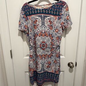 Lavender Brown Teal and Orange Floral Dress